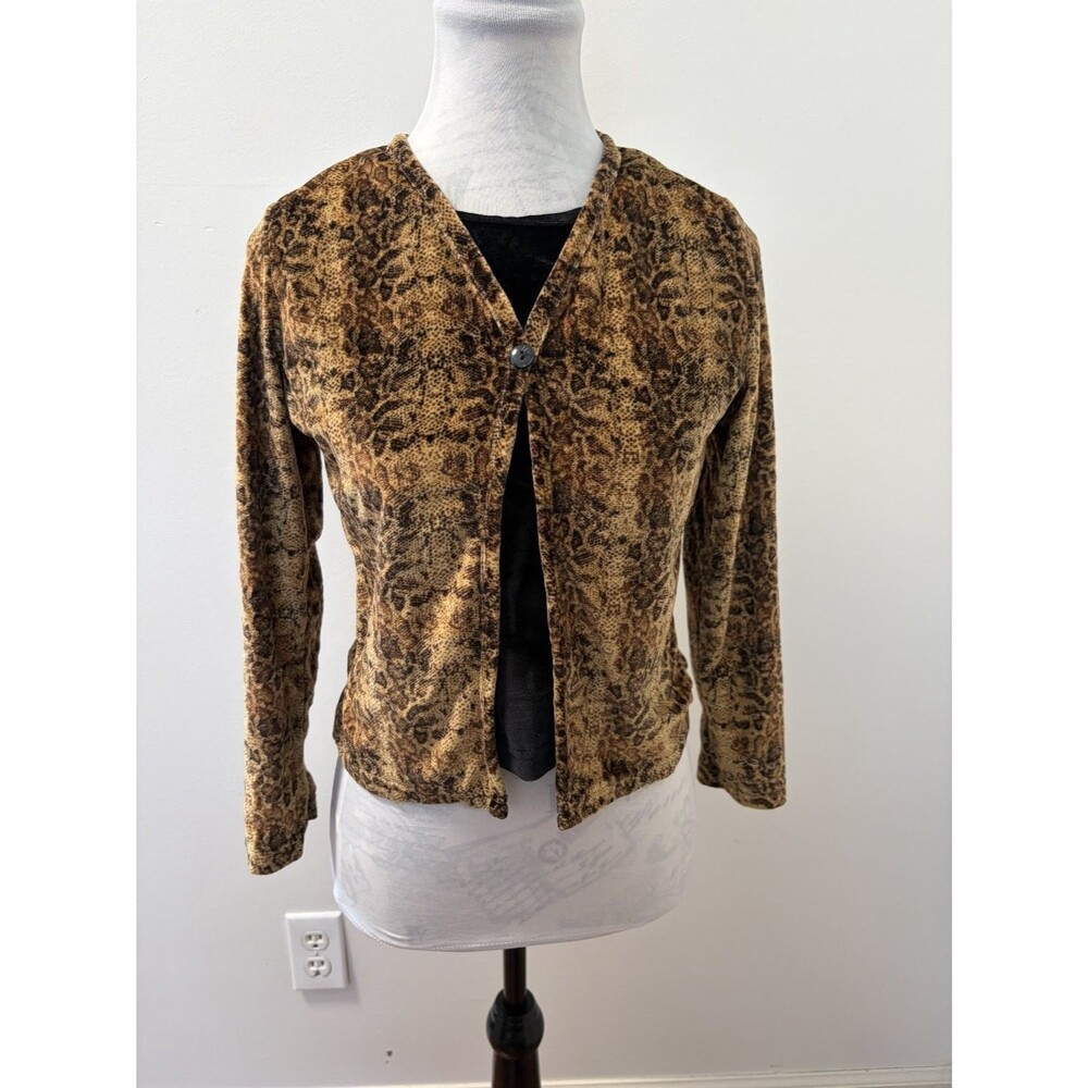 Jeanie Bleu Women's Cardigan M Brown Single Button Closure